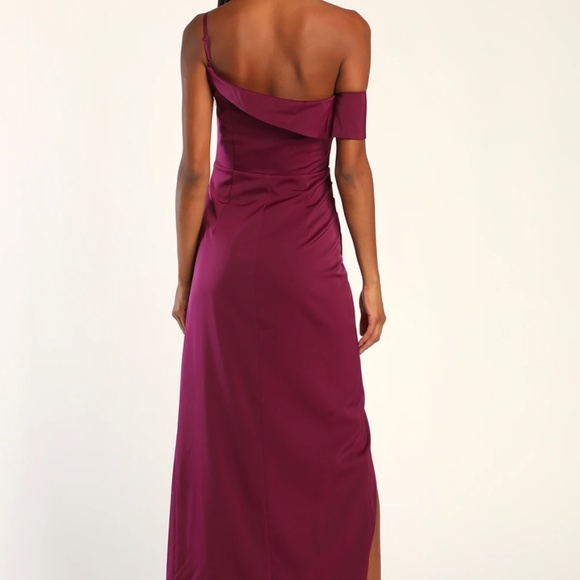 Lulus - Showing Off a Little Magenta Asymmetrical Tulip Midi Dress Lulus - XS - Picture 4 of 6